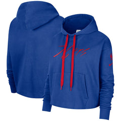 Philadelphia 76ers Women's Split Flip Courtside Cropped Pullover Hoodie - Royal | Nike discount