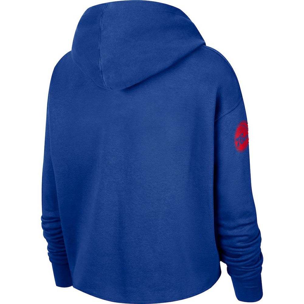 Philadelphia 76ers Women's Split Flip Courtside Cropped Pullover Hoodie - Royal | Nike discount