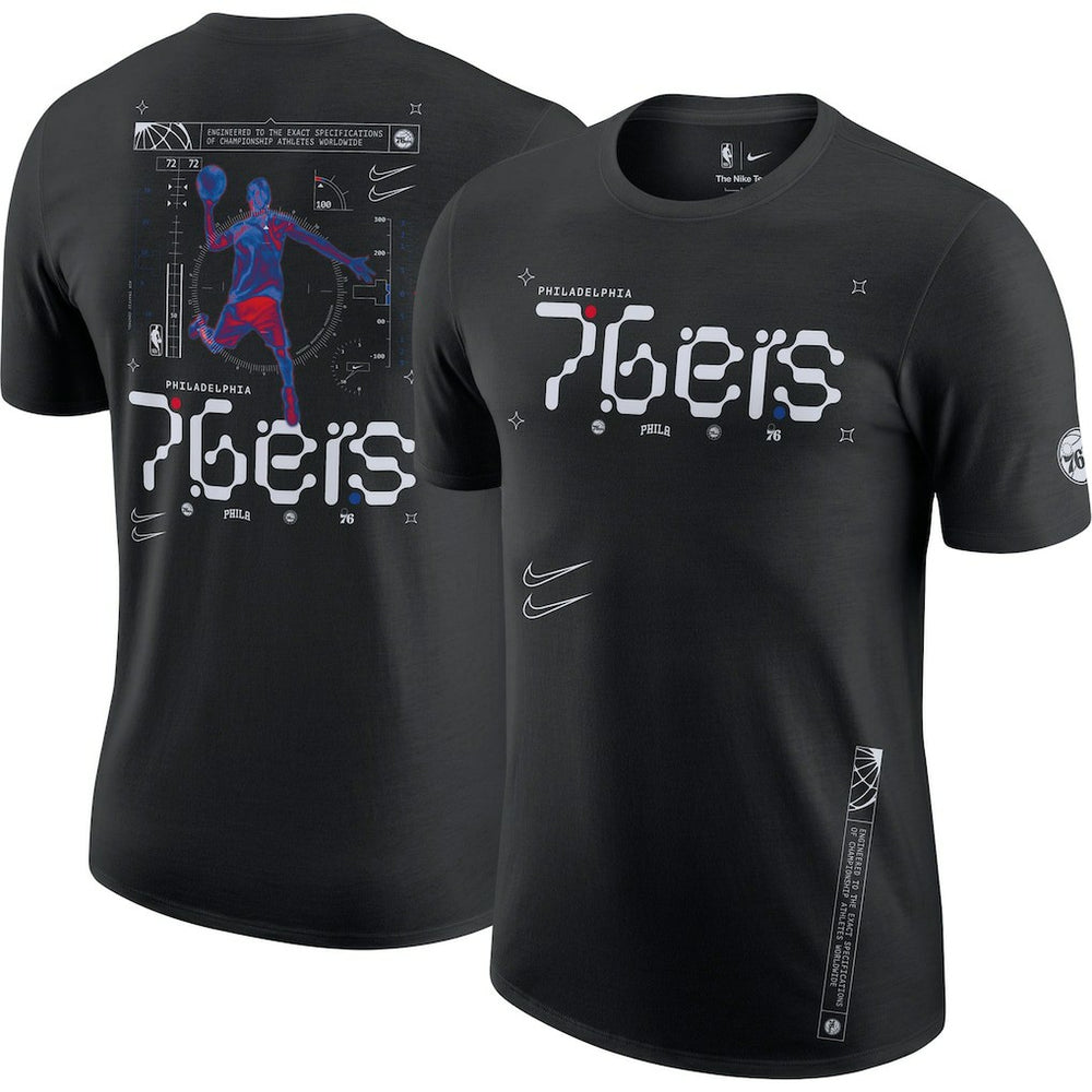 Philadelphia 76ers Courtside Air Traffic Control Max90 T-Shirt - Black | Nike on sale