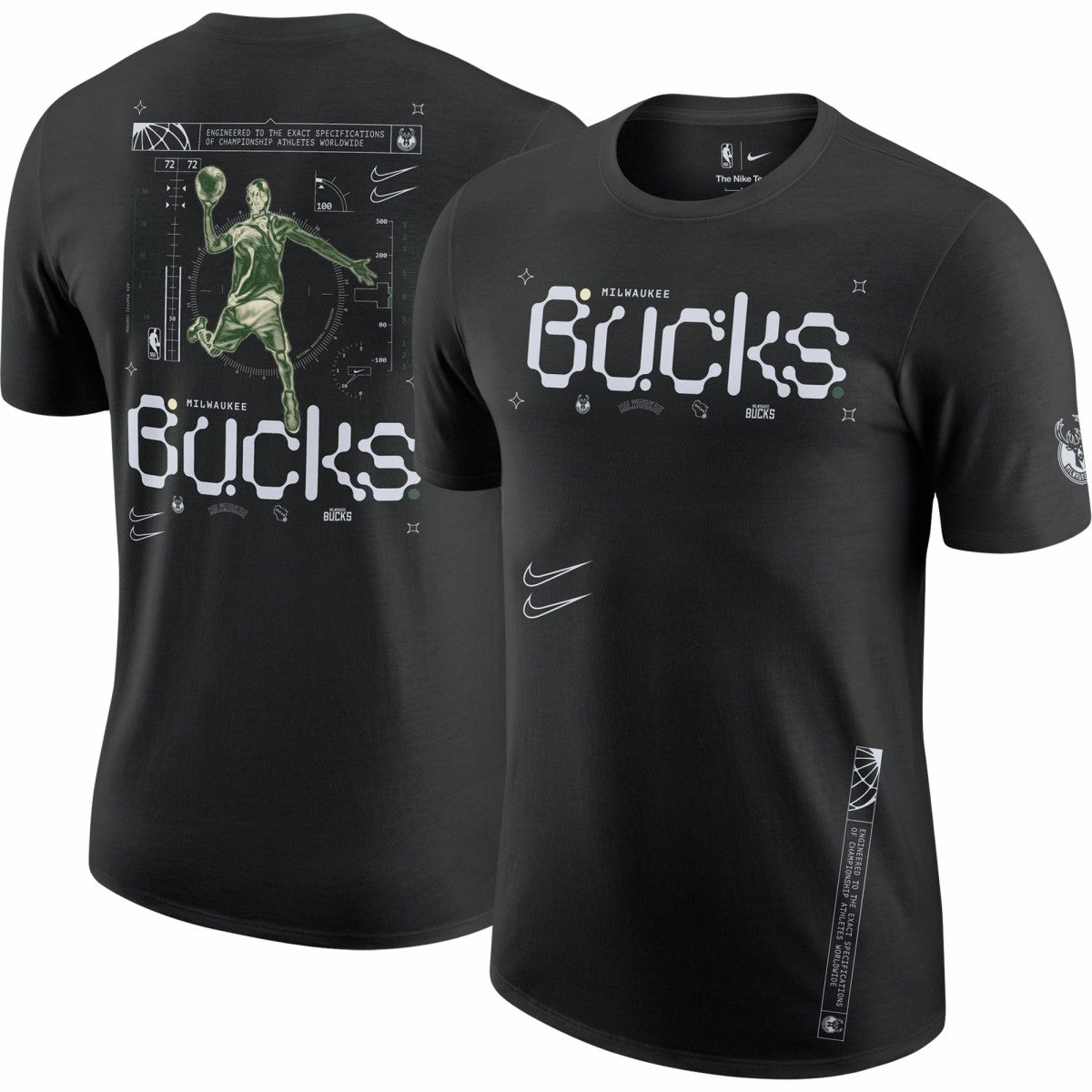 Milwaukee Bucks Courtside Air Traffic Control Max90 T-Shirt - Black | Nike discount