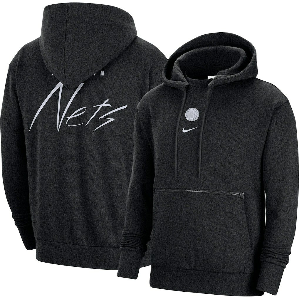 Brooklyn Nets Courtside Versus Flight Pullover Hoodie - Heather Black | Nike cheap
