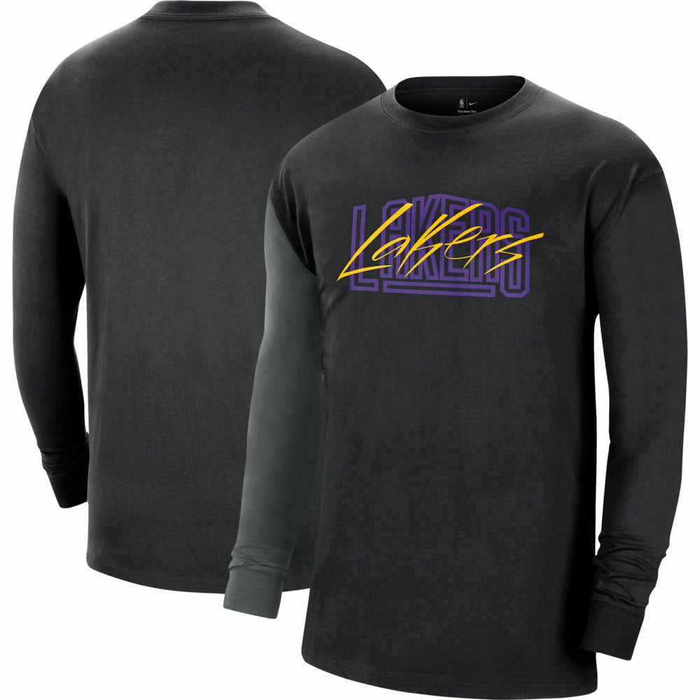 Los Angeles Lakers Courtside Versus Flight MAX90 Long Sleeve T-Shirt - Black | Nike cheap