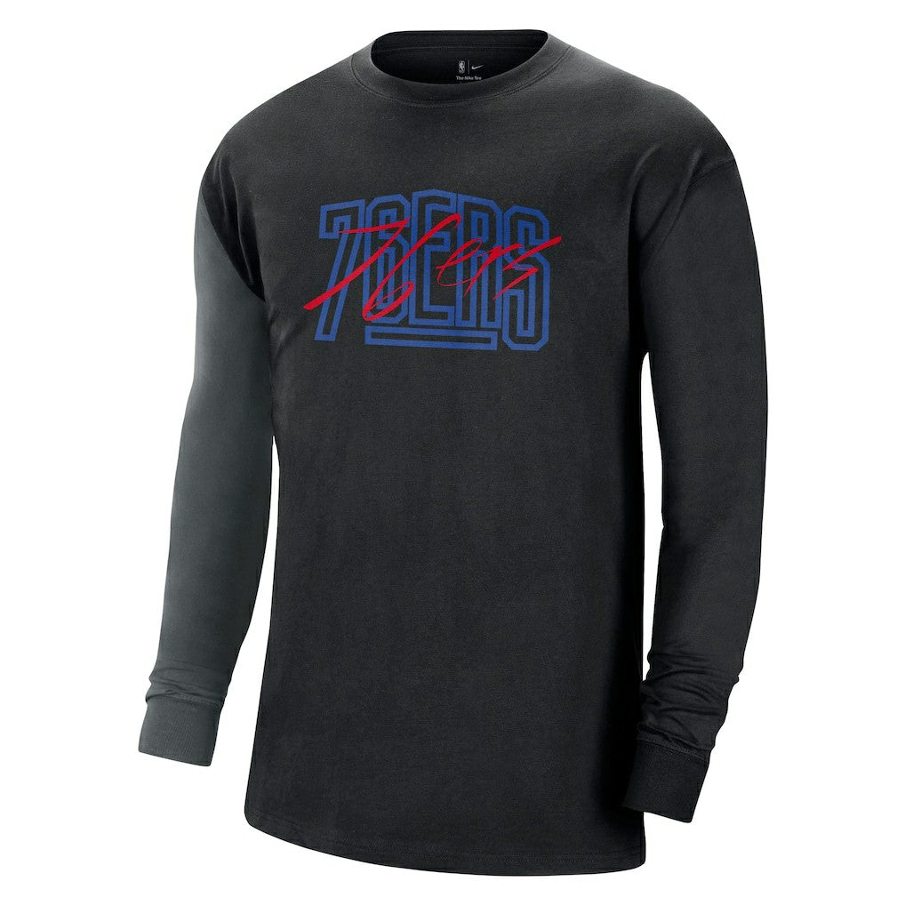 Philadelphia 76ers Courtside Versus Flight MAX90 Long Sleeve T-Shirt - Black | Nike for sale