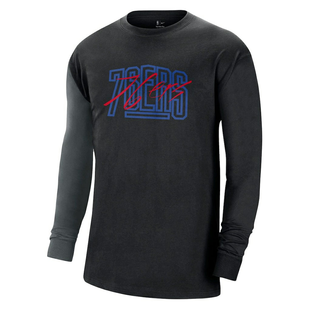 Philadelphia 76ers Courtside Versus Flight MAX90 Long Sleeve T-Shirt - Black | Nike for sale