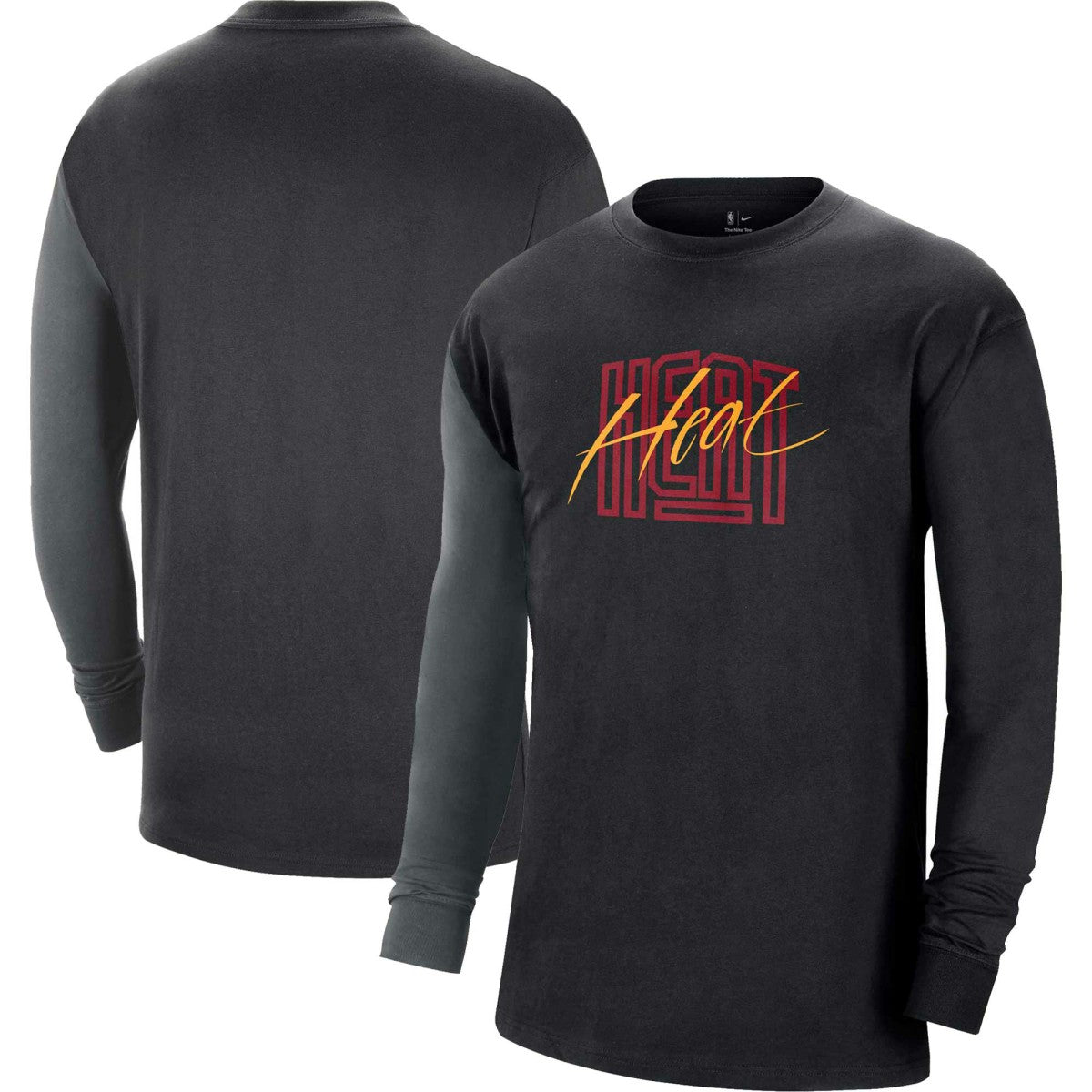 Miami Heat Courtside Versus Flight MAX90 Long Sleeve T-Shirt - Black | Nike for sale