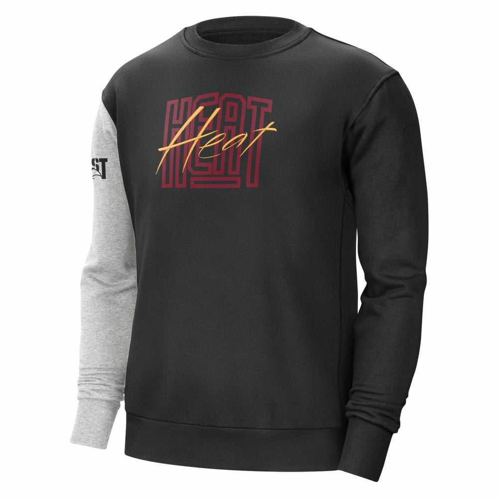 Miami Heat Courtside Versus Force & Flight Pullover Sweatshirt - Black/Heather Gray | Nike outlet