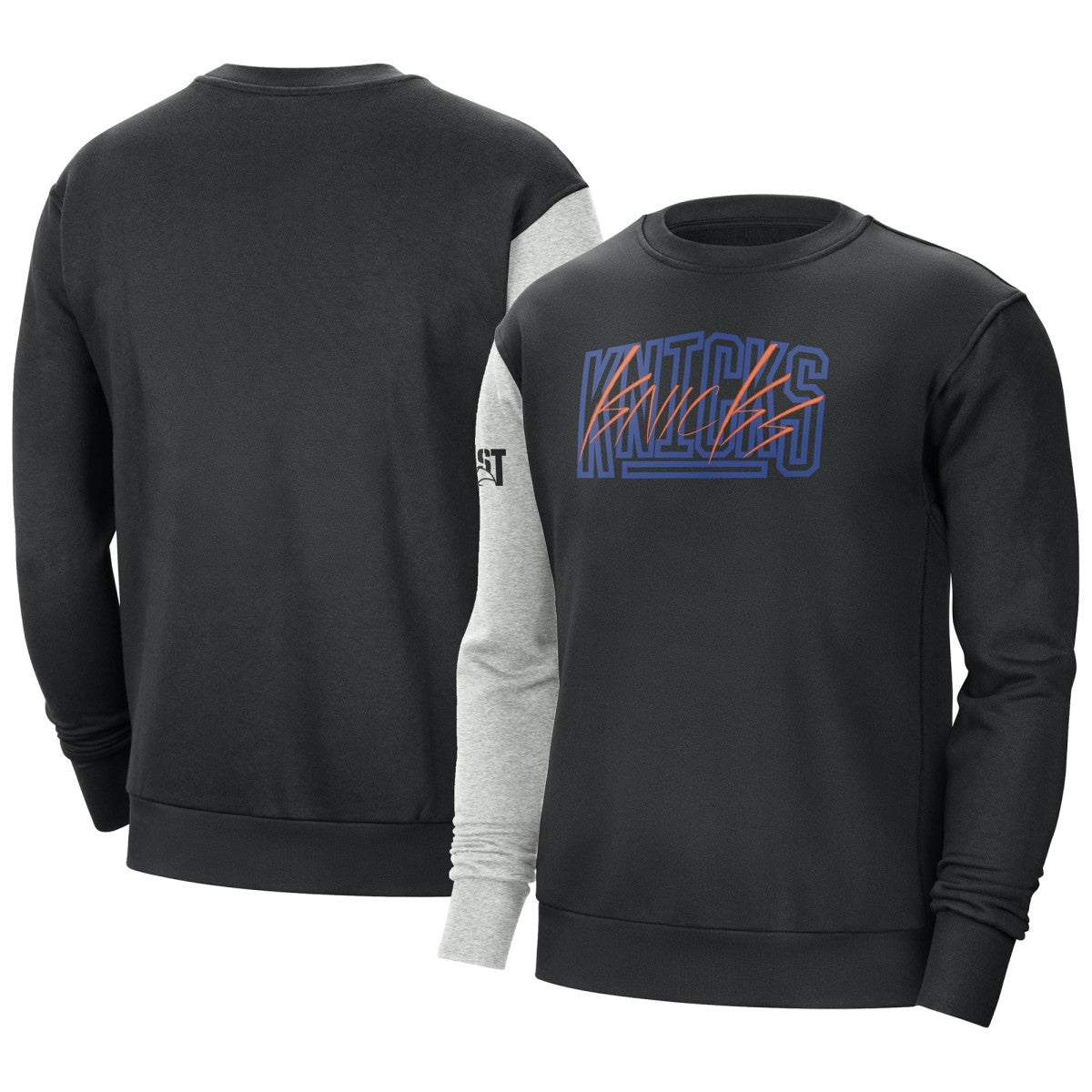 New York Knicks Courtside Versus Force & Flight Pullover Sweatshirt - Black/Heather Gray | Nike shop