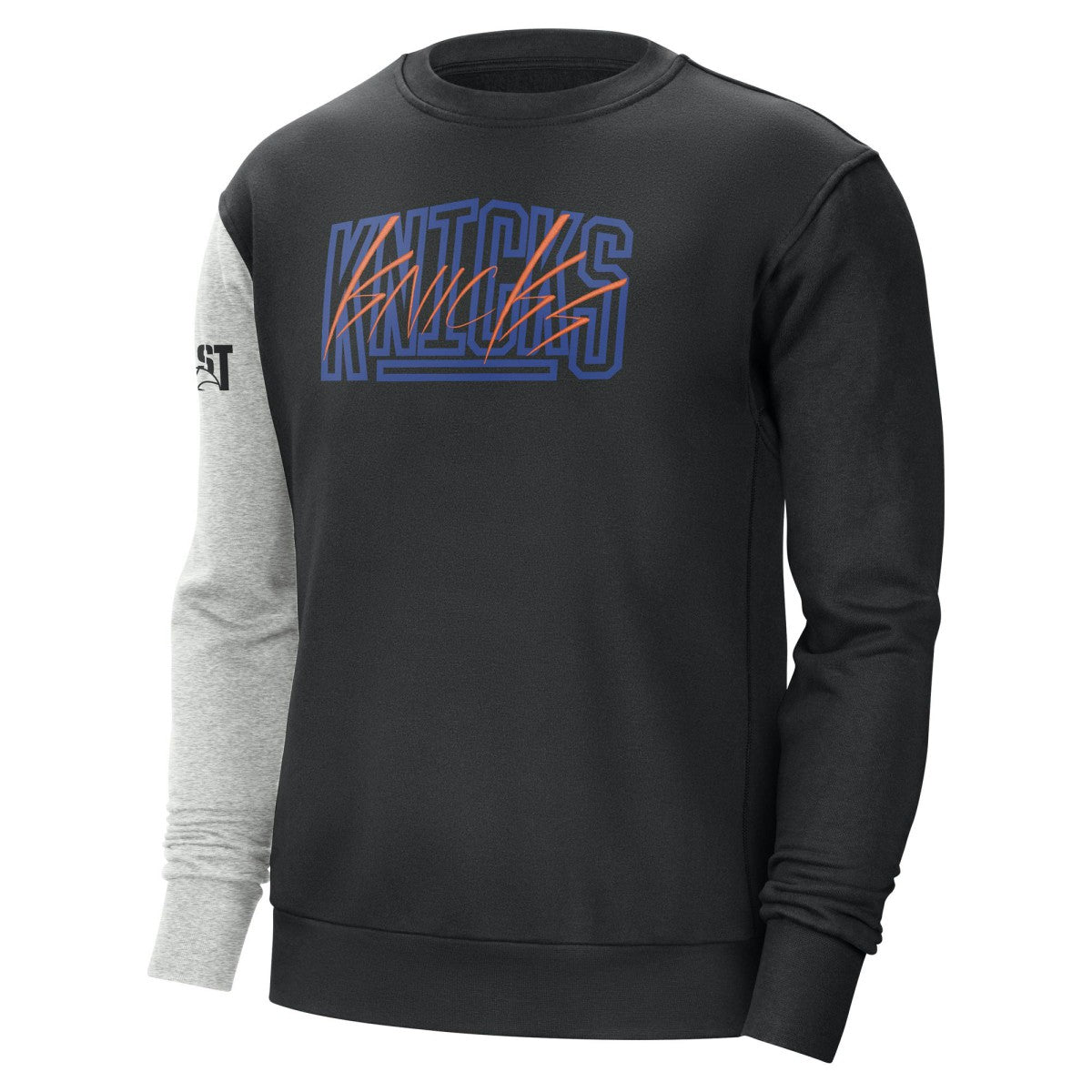 New York Knicks Courtside Versus Force & Flight Pullover Sweatshirt - Black/Heather Gray | Nike shop