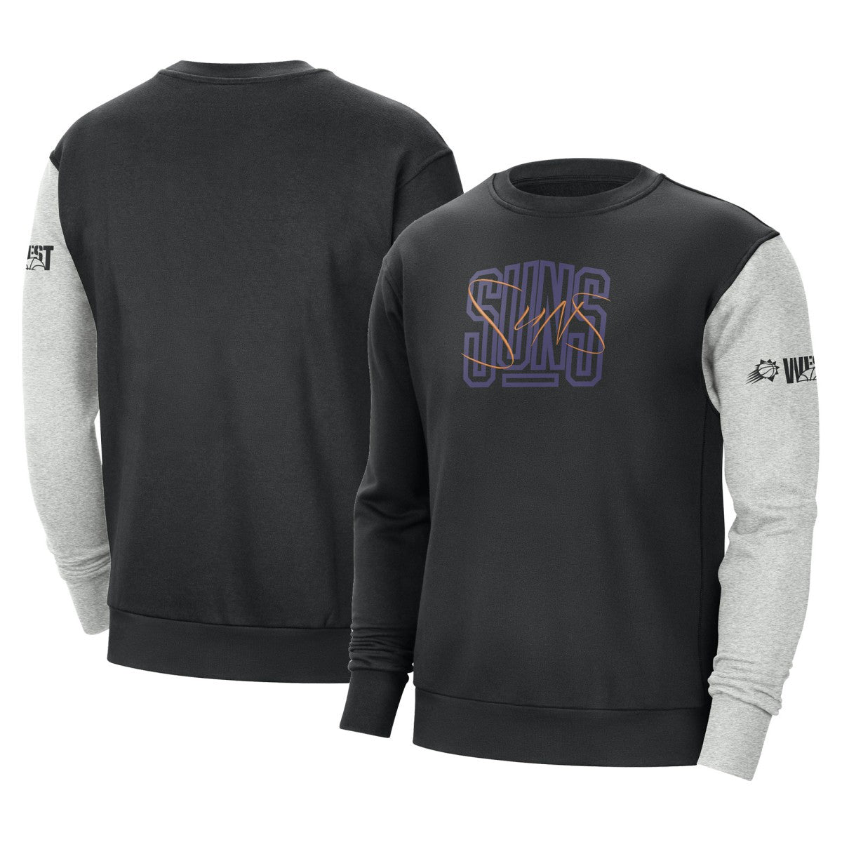 Phoenix Suns Courtside Versus Force & Flight Pullover Sweatshirt - Black/Heather Gray | Nike for sale