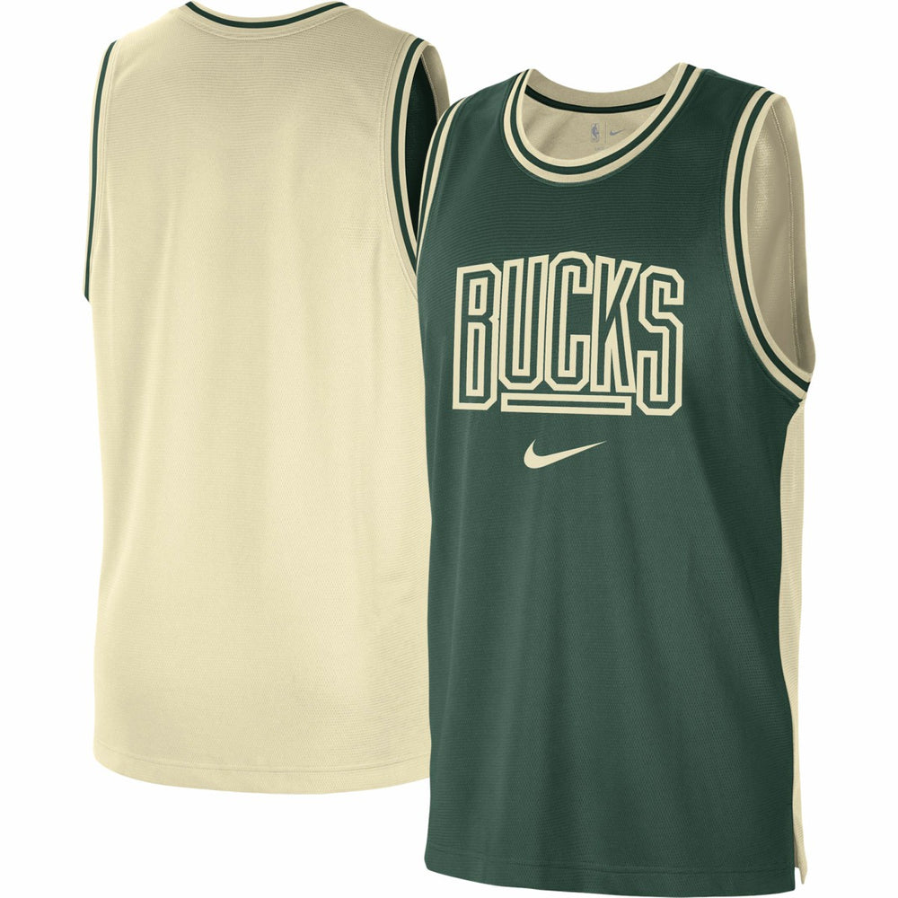 Milwaukee Bucks Courtside Versus Force Split DNA Performance Mesh Tank Top - Hunter Green/Cream | Nike cheap