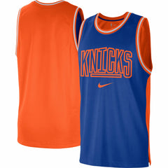 New York Knicks Courtside Versus Force Split DNA Performance Mesh Tank Top - Blue/Orange | Nike for sale