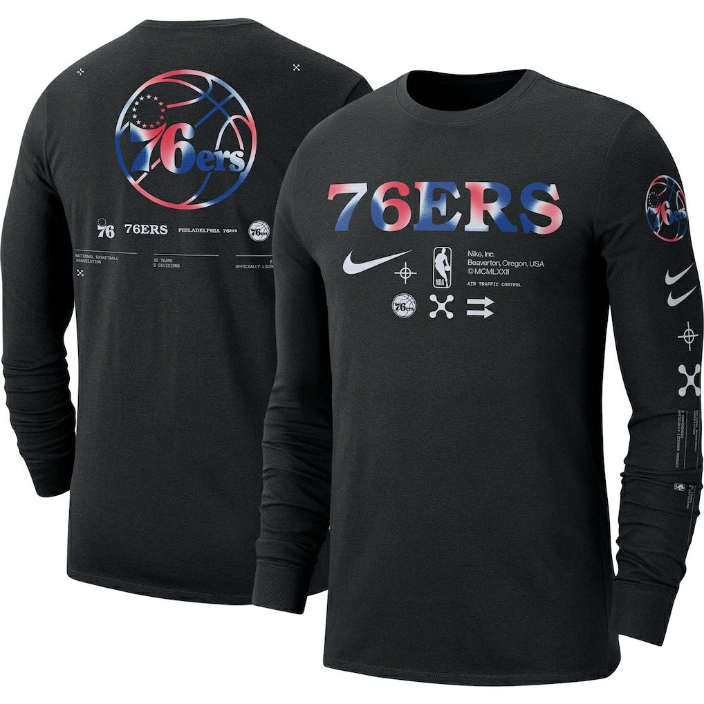 Philadelphia 76ers Essential Air Traffic Control Long Sleeve T-Shirt - Black | Nike outlet