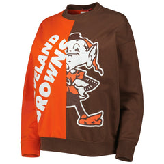 Cleveland Browns Women's Big Face Pullover Sweatshirt - Orange/Brown discount