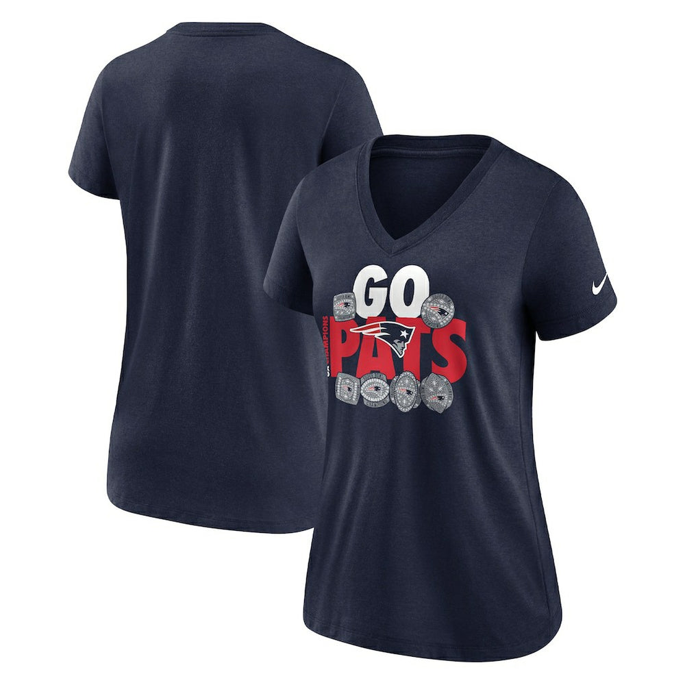 New England Patriots Women's Hometown Collection Tri-Blend V-Neck T-Shirt - Navy | Nike discount