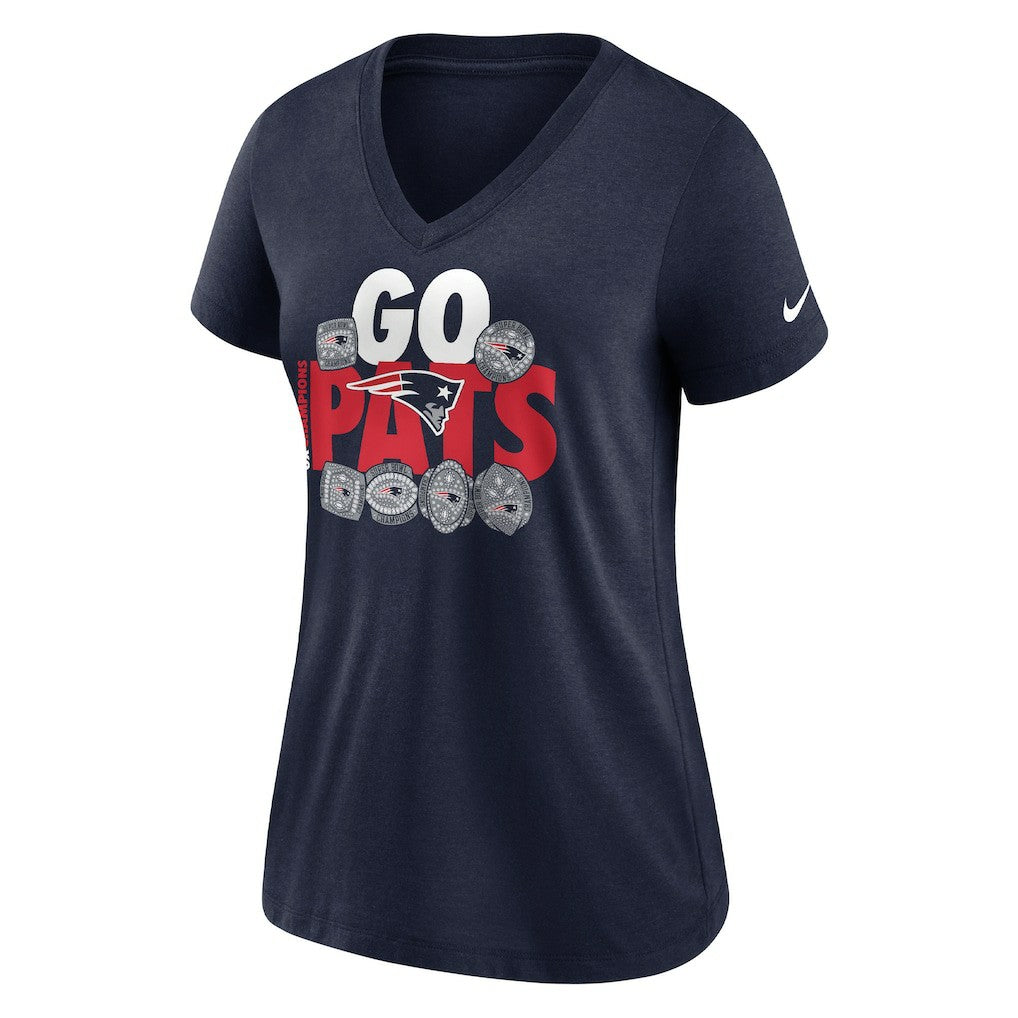 New England Patriots Women's Hometown Collection Tri-Blend V-Neck T-Shirt - Navy | Nike discount