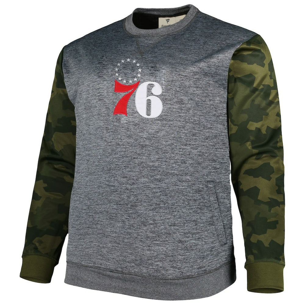 Philadelphia 76ers Big & Tall Camo Stitched Sweatshirt - Heather Charcoal | Fanatics outlet