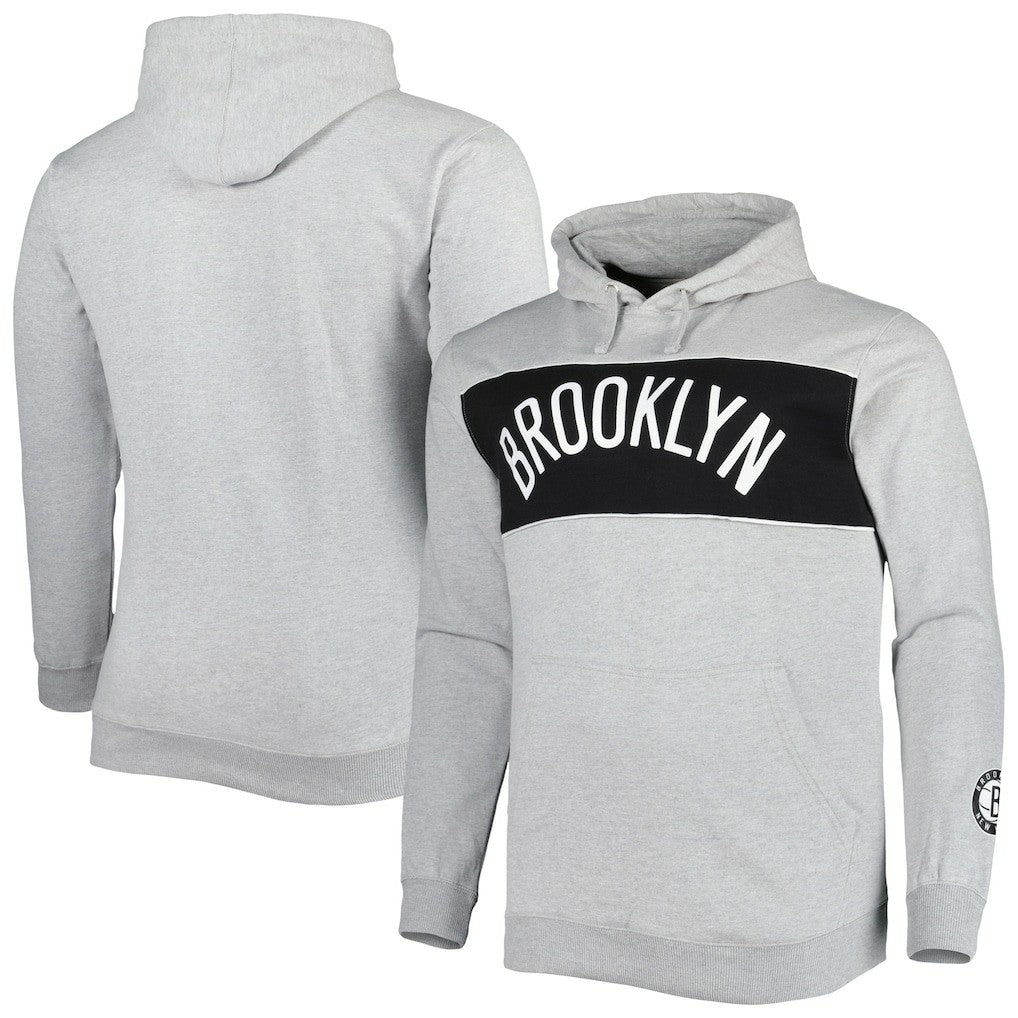 Brooklyn Nets Big & Tall Wordmark Pullover Hoodie - Heather Gray | Fanatics cheap