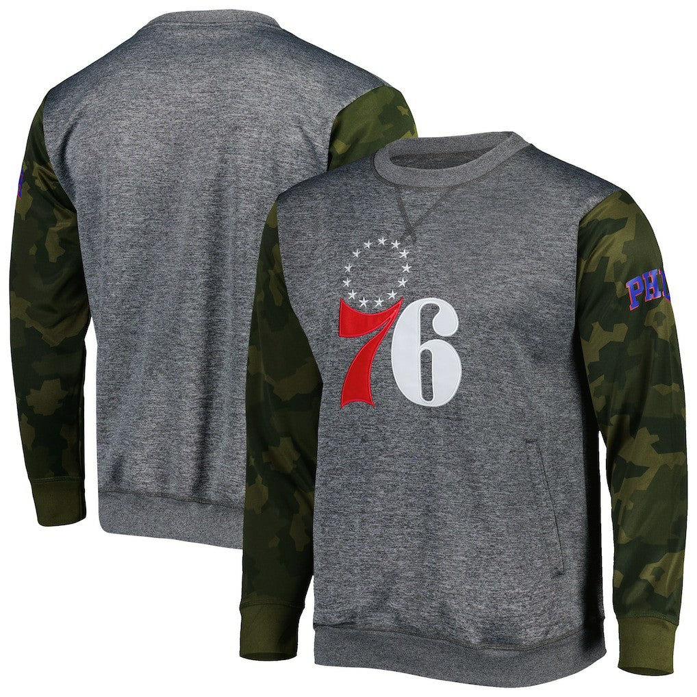 Philadelphia 76ers Camo Stitched Sweatshirt - Heather Charcoal | Fanatics sale