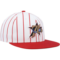 Philadelphia 76ers Hardwood Classics Pinstripe Snapback Hat - White | Mitchell & Ness for sale