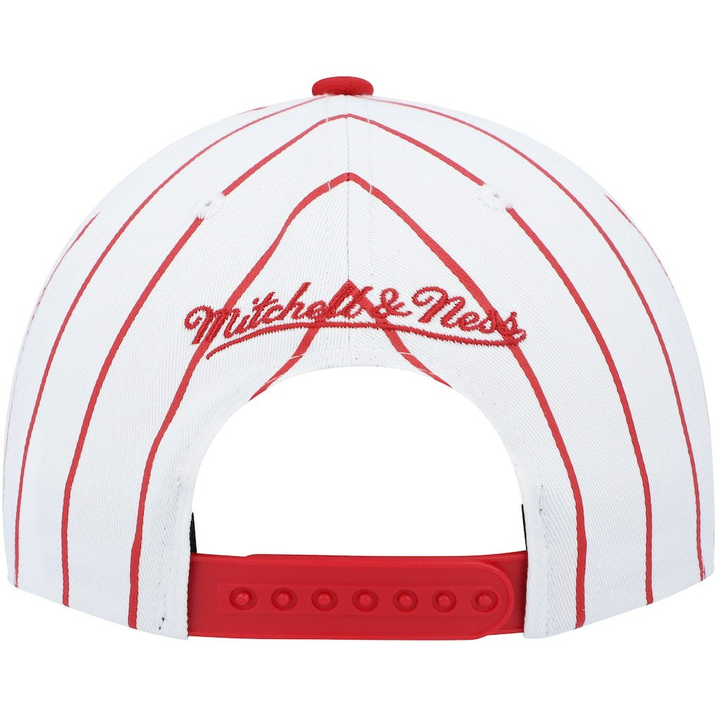 Philadelphia 76ers Hardwood Classics Pinstripe Snapback Hat - White | Mitchell & Ness for sale