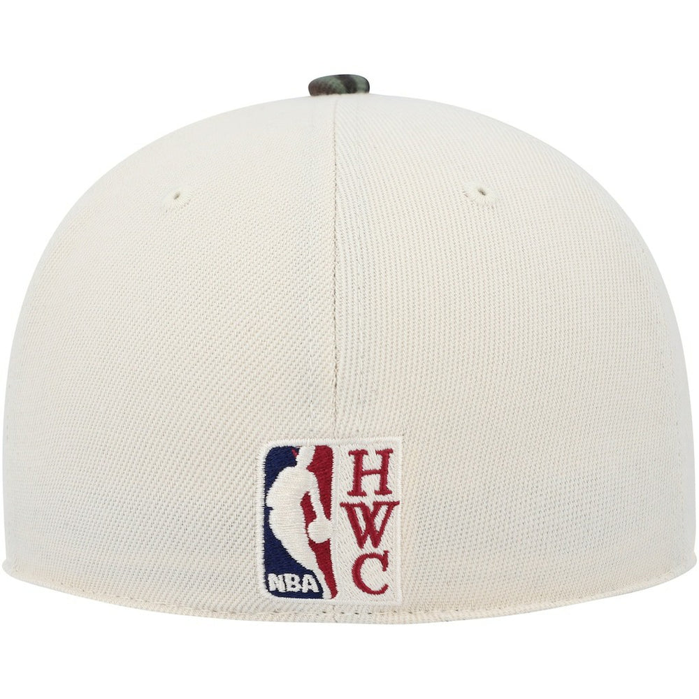 Philadelphia 76ers Hardwood Classics 1976 NBA All-Star Game Off White Camo Fitted Hat - Cream/Camo | Mitchell & Ness shop