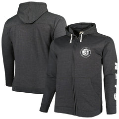 Brooklyn Nets Big & Tall Down and Distance Full-Zip Hoodie - Heathered Black | Fanatics for sale