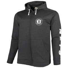Brooklyn Nets Big & Tall Down and Distance Full-Zip Hoodie - Heathered Black | Fanatics for sale