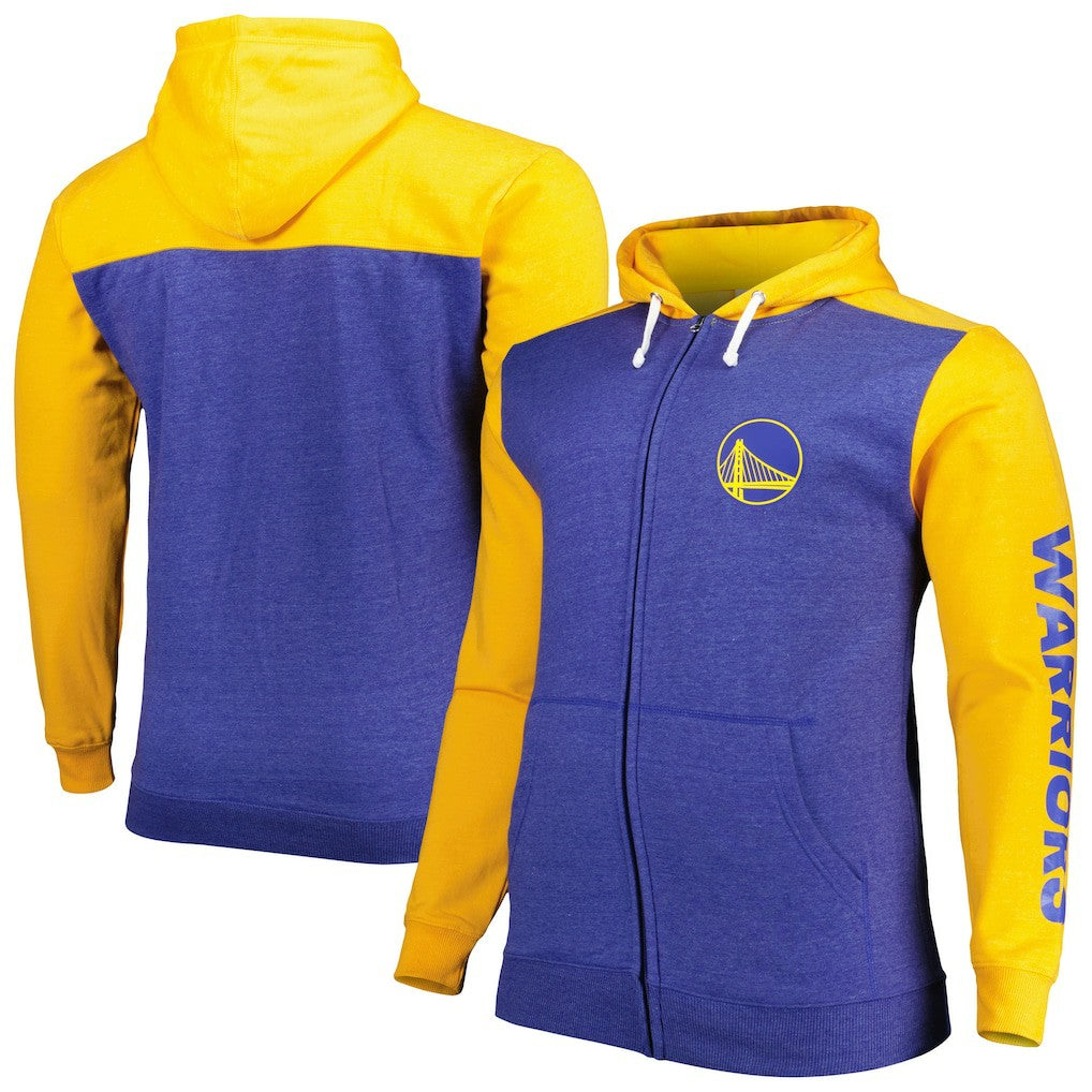 Golden State Warriors Big & Tall Down and Distance Full-Zip Hoodie sale - Royal/Gold | Fanatics discount