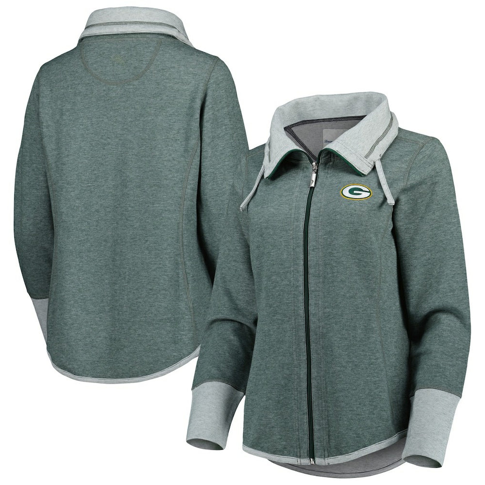 Green Bay Packers Women's Sport Sun Fade Full-Zip Sweatshirt - Heathered Green sale