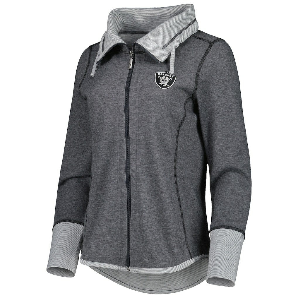 Las Vegas Raiders Women's Sport Sun Fade Full-Zip Sweatshirt - Heathered Black on sale