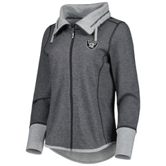Las Vegas Raiders Women's Sport Sun Fade Full-Zip Sweatshirt - Heathered Black on sale