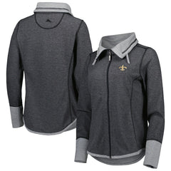 New Orleans Saints Women's Sport Sun Fade Full-Zip Sweatshirt - Heathered Black on sale