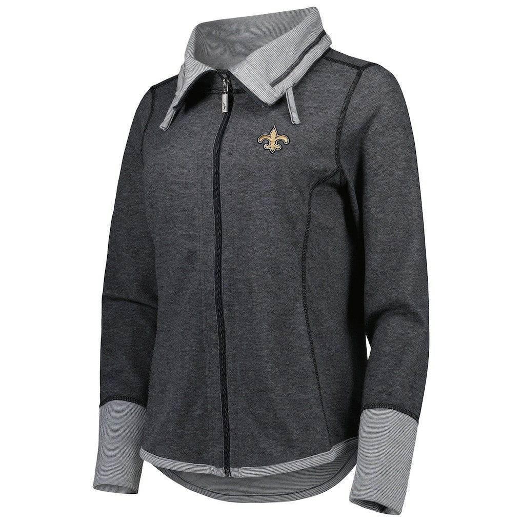 New Orleans Saints Women's Sport Sun Fade Full-Zip Sweatshirt - Heathered Black on sale
