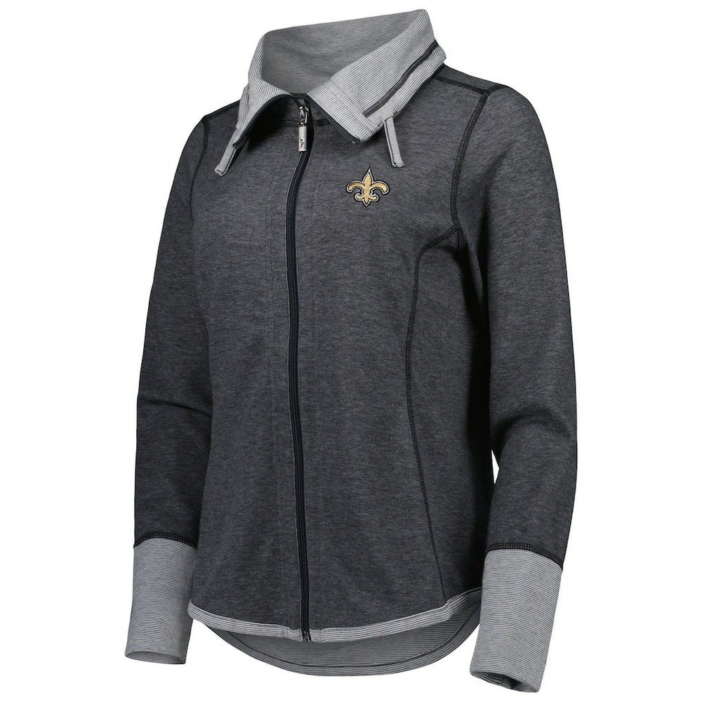 New Orleans Saints Women's Sport Sun Fade Full-Zip Sweatshirt - Heathered Black on sale
