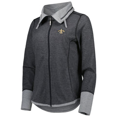 New Orleans Saints Women's Sport Sun Fade Full-Zip Sweatshirt - Heathered Black on sale