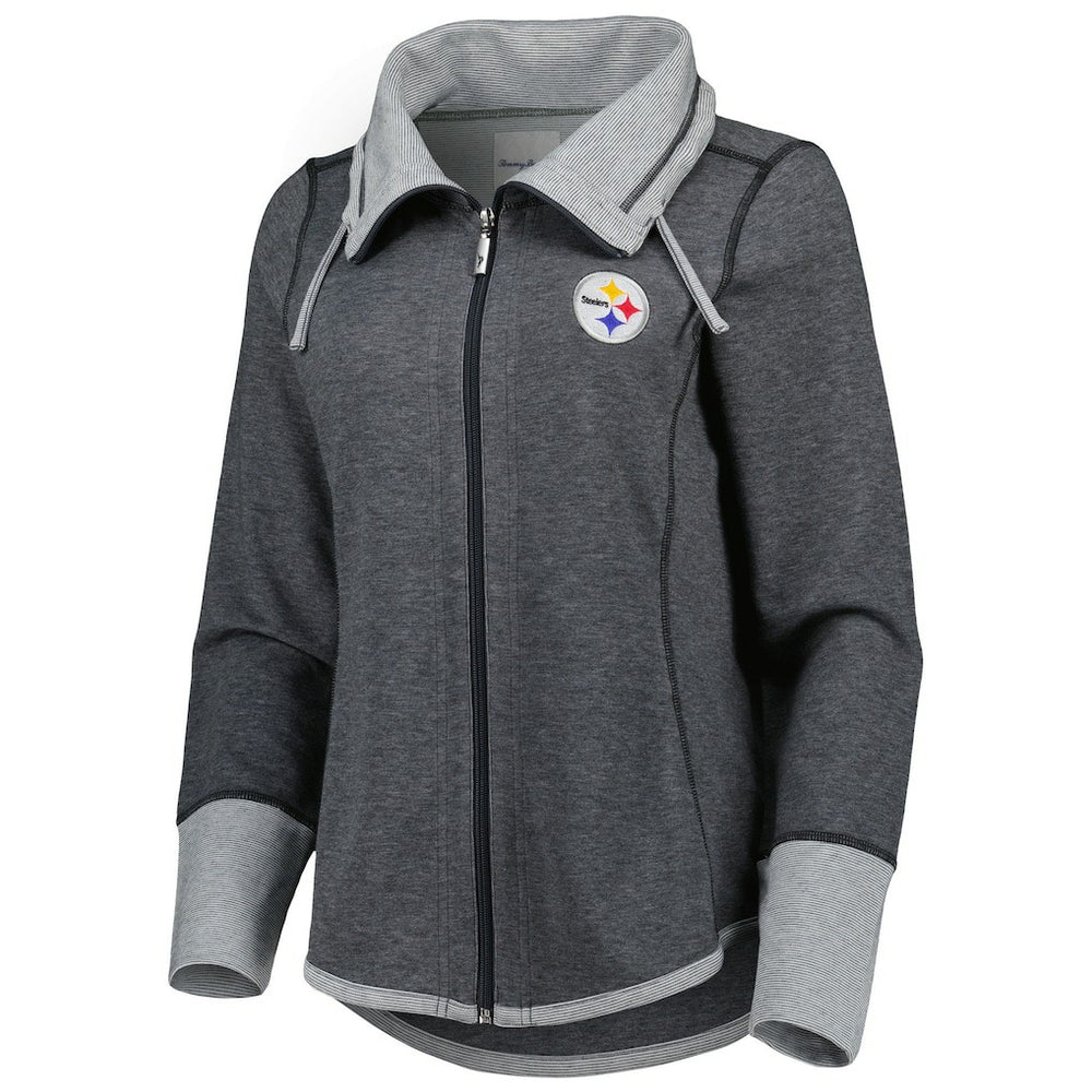 Pittsburgh Steelers Women's Sport Sun Fade Full-Zip Sweatshirt - Heathered Black on sale
