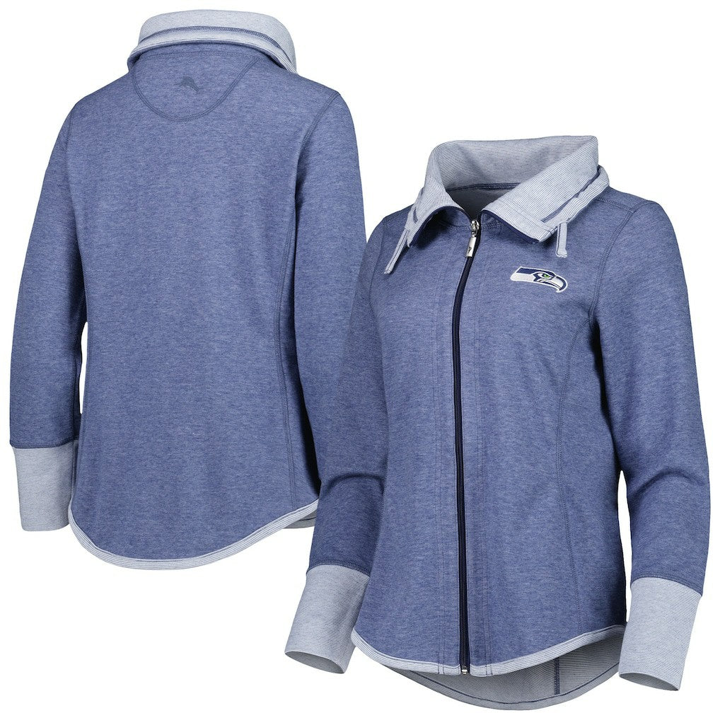 Seattle Seahawks Women's Sport Sun Fade Full-Zip Sweatshirt - Heathered College Navy discount