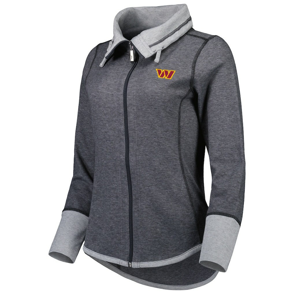 Washington Commanders Women's Sport Sun Fade Full-Zip Sweatshirt - Heathered Black on sale