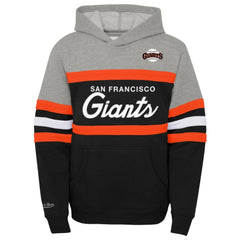 San Francisco Giants Youth Cooperstown Collection Head Coach Pullover Hoodie - Heather Gray/Black | Mitchell & Ness