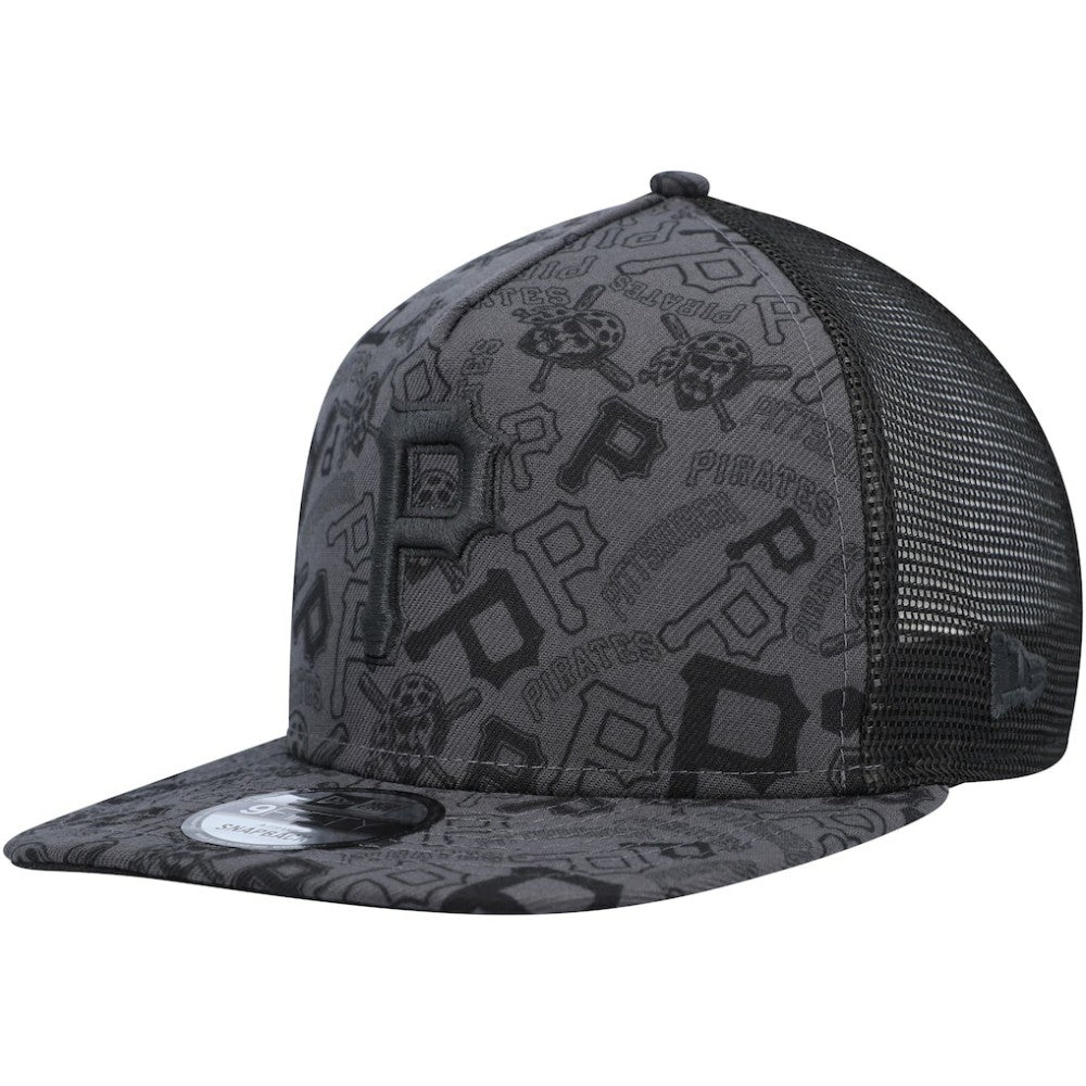 Pittsburgh Pirates Repeat A-Frame 9FIFTY Trucker Snapback Hat - Black | New Era
