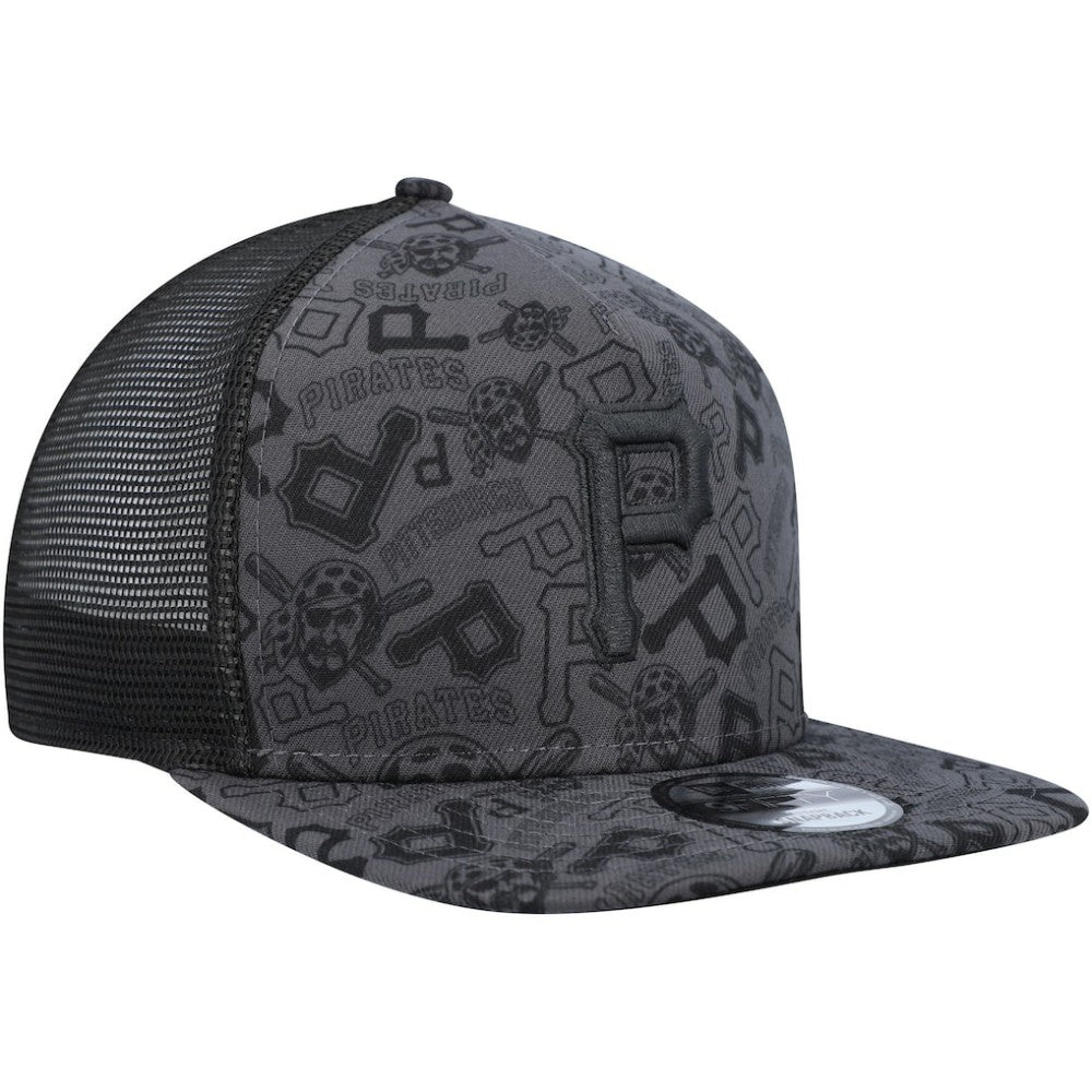 Pittsburgh Pirates Repeat A-Frame 9FIFTY Trucker Snapback Hat - Black | New Era