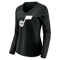 Utah Jazz Women's Primary Logo Team Long Sleeve V-Neck T-Shirt - Black sale