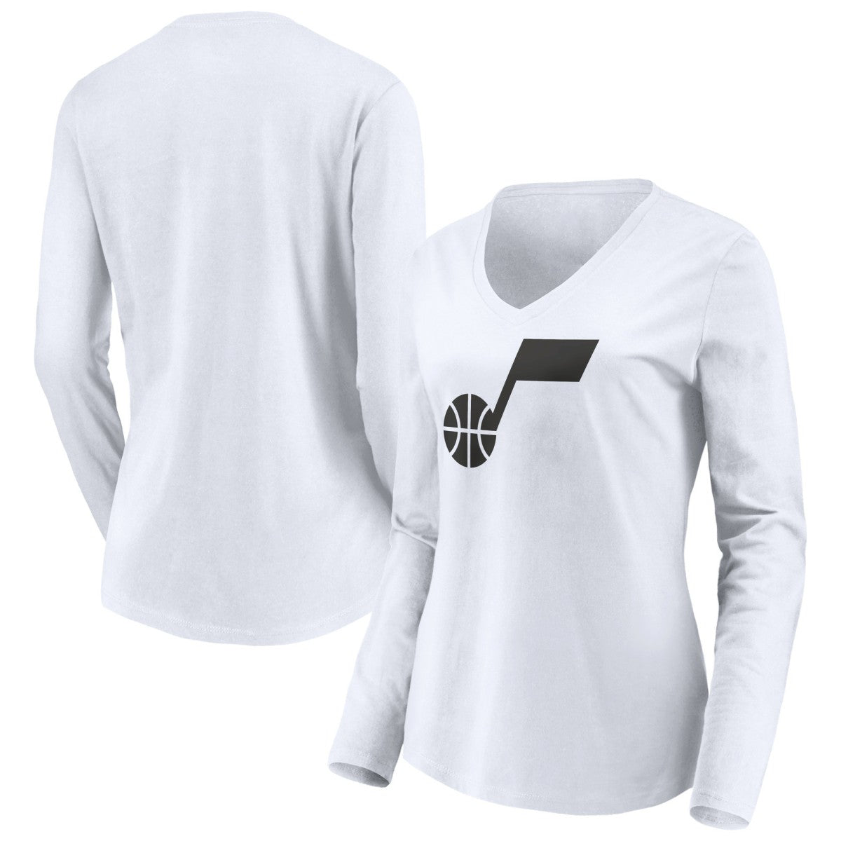 Utah Jazz Women's Primary Logo Team Long Sleeve V-Neck T-Shirt - White on sale