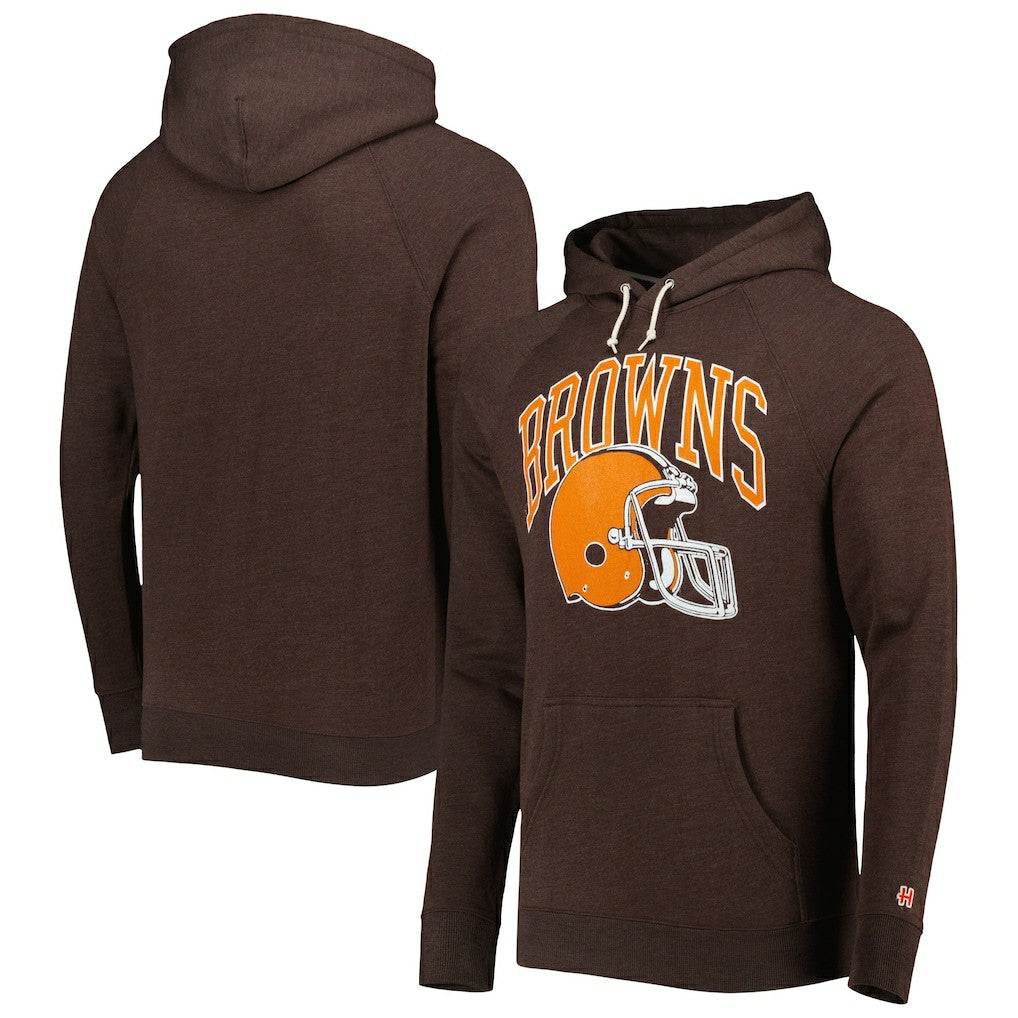 Cleveland Browns Homage Retro Helmet Tri-Blend Raglan Pullover Hoodie - Brown online
