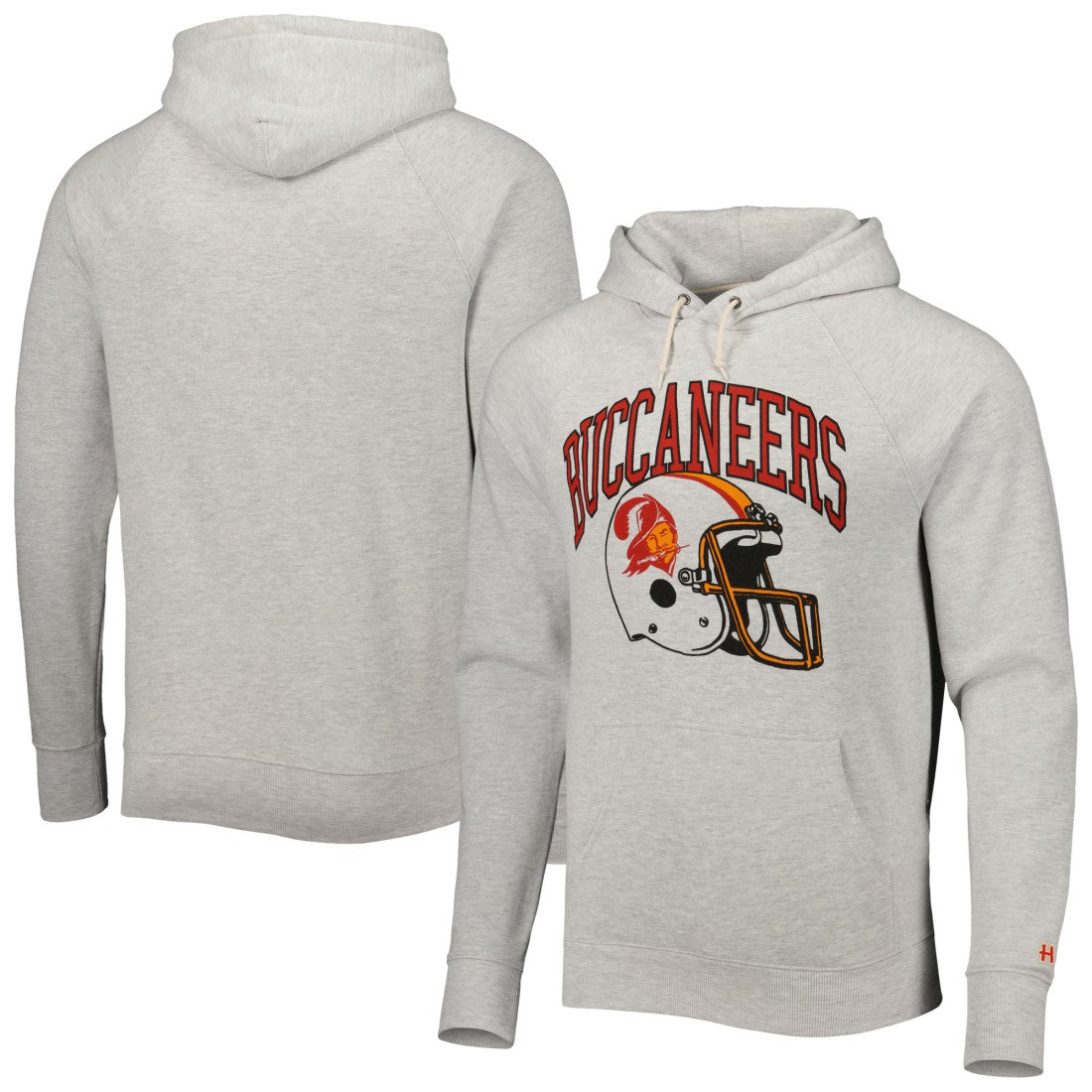 Tampa Bay Buccaneers Homage Retro Helmet Tri-Blend Raglan Pullover Hoodie - Ash online