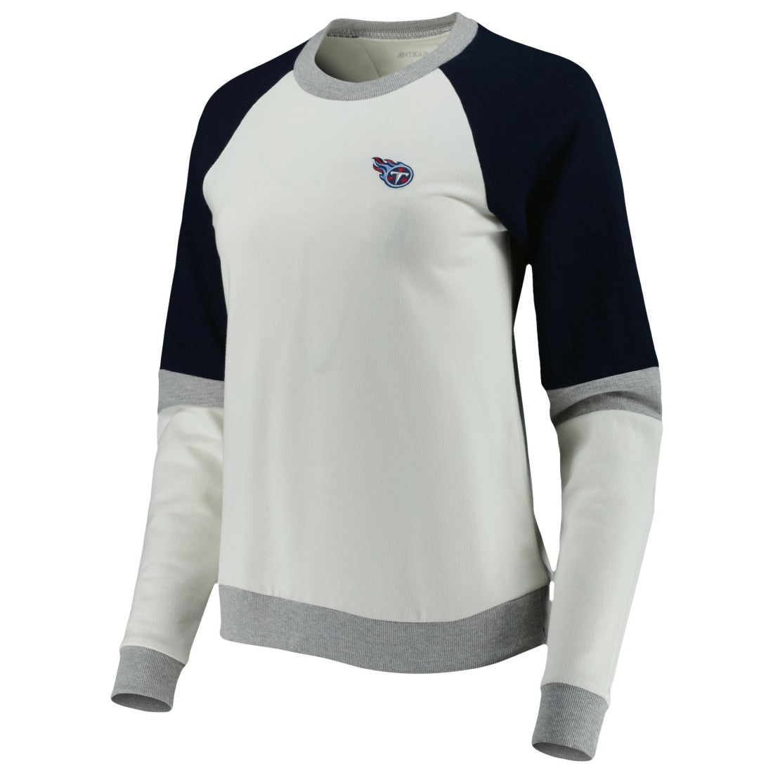 Tennessee Titans Antigua Women's Avenue Raglan Pullover Sweatshirt - Cream/Navy outlet
