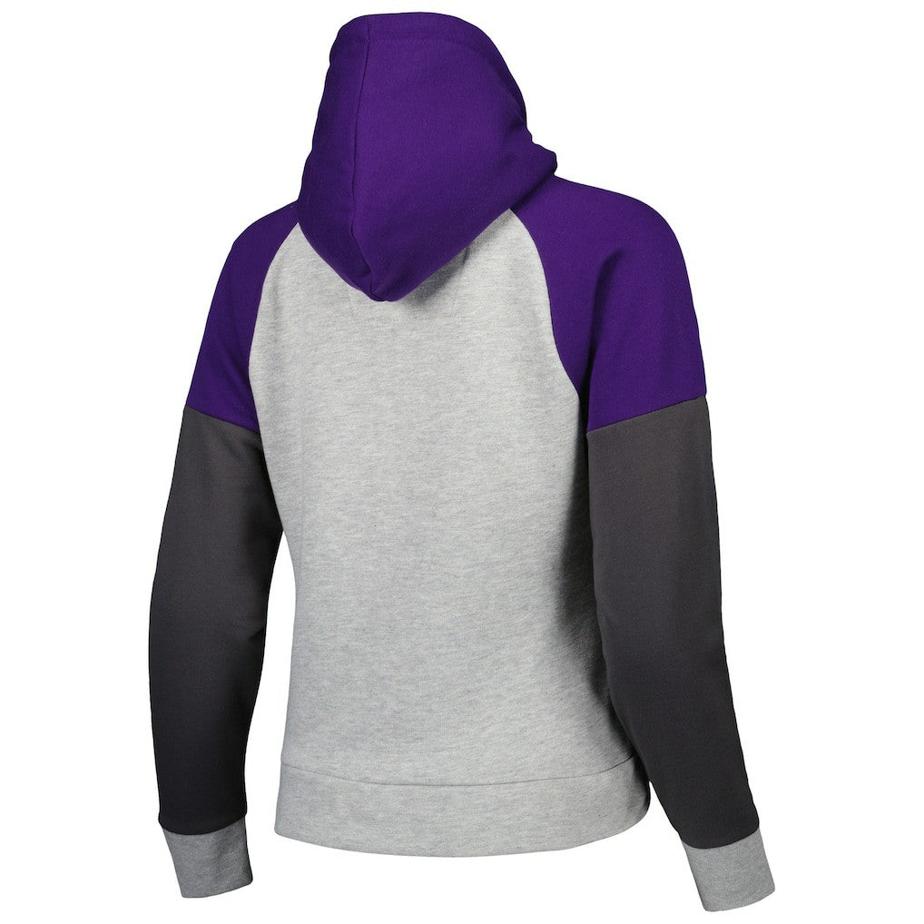 Baltimore Ravens Antigua Women's Lightweight Jackpot Raglan Half-Zip Pullover Hoodie - Heather Gray for sale