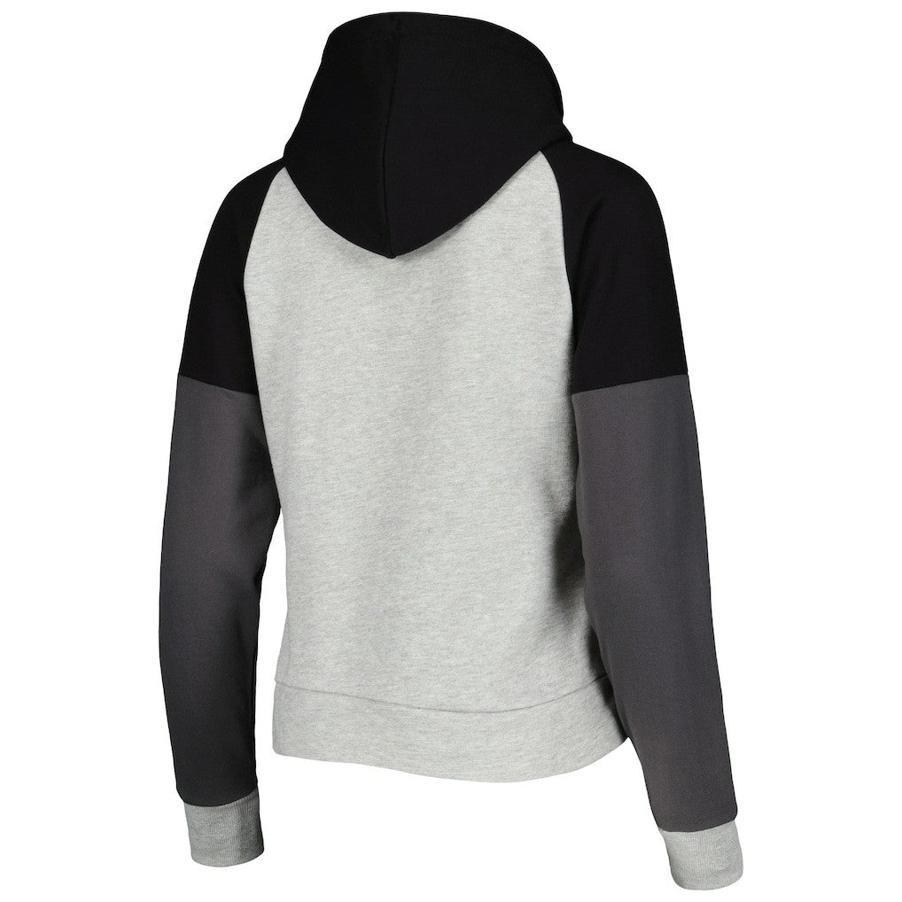 Las Vegas Raiders Antigua Women's Lightweight Jackpot Raglan Half-Zip Pullover Hoodie - Heather Gray sale