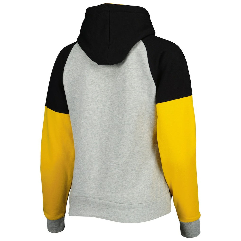 Pittsburgh Steelers Antigua Women's Lightweight Jackpot Raglan Half-Zip Pullover Hoodie - Heather Gray outlet