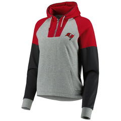 Tampa Bay Buccaneers Antigua Women's Lightweight Jackpot Raglan Half-Zip Pullover Hoodie - Heather Gray discount
